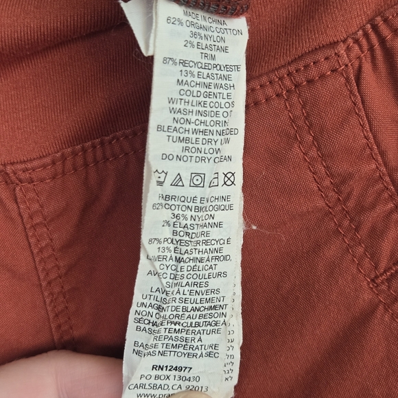 Prana Kanab Clay Rust Orange Organic Cotton Blend Jogger Hiking Pants Sz S - Picture 12 of 16